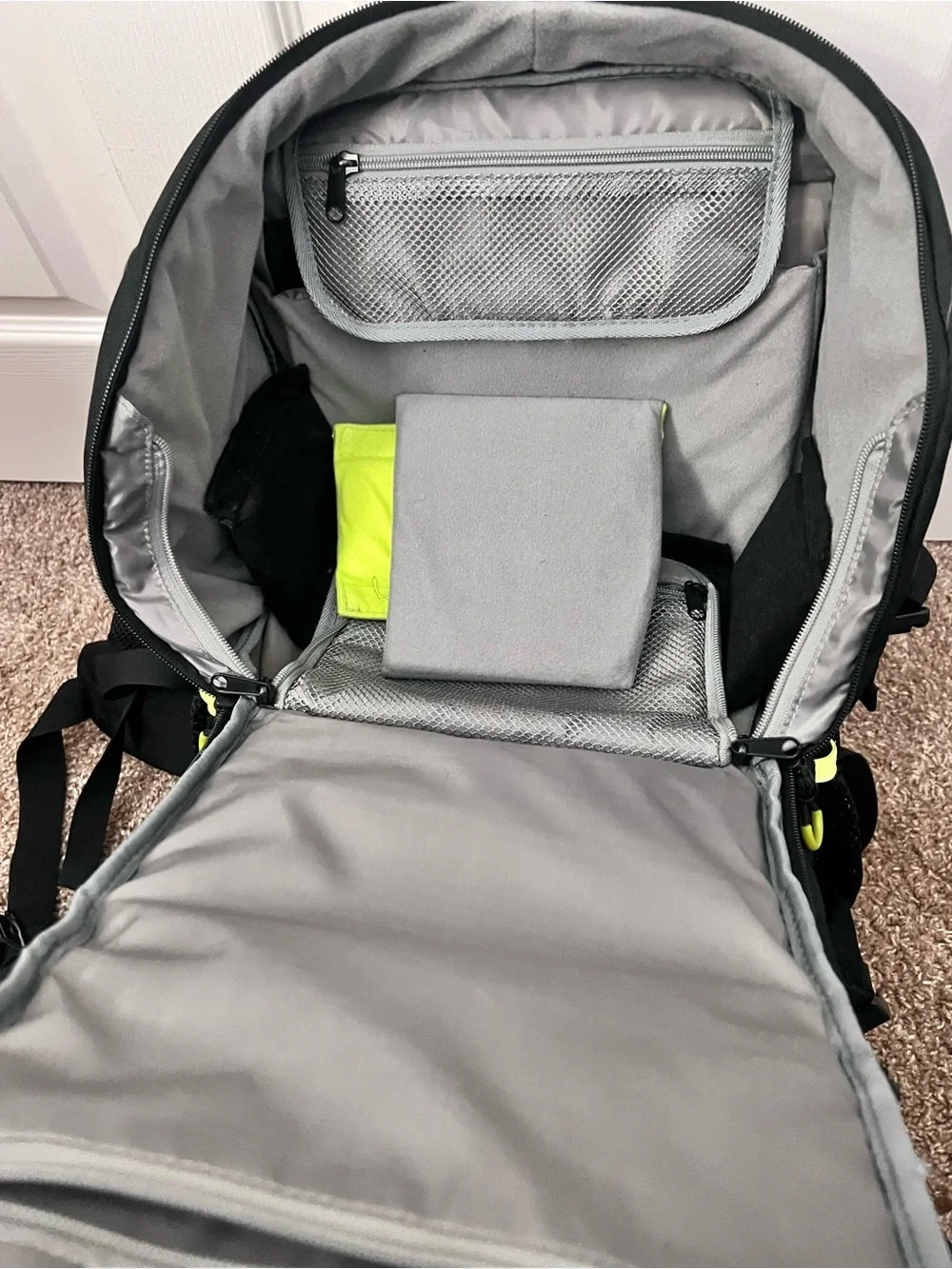 Nourak Black Camera Backpack with Neon Yellow Accents